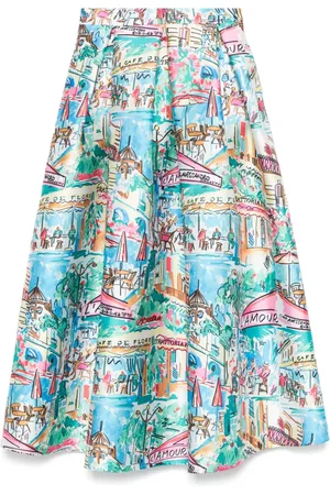 ALESSANDRO ENRIQUEZ Illustration-print midi skirt