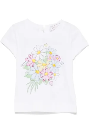 MONNALISA Bouquet-print jersey T-shirt
