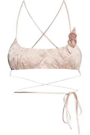 BLUMARINE Rose-appliqu?? crinkled-satin top