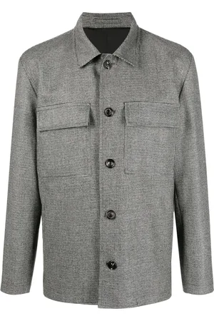 LARDINI Micro houndstooth-pattern shirt jacket