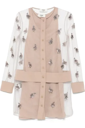 Fendi Embroidered tulle mini dress
