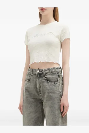 Musium Div. Logo-embroidered crop top