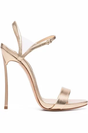 Casadei Metallic-effect heeled leather sandals