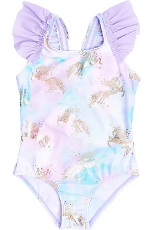 SOLISWIM KIDS Unicorn-print swimsuit
