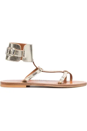 K jacques Metallic finish ankle-fastening sandals