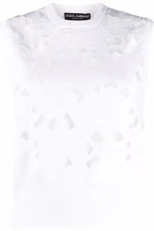 Dolce & Gabbana Floral-embroidery open-work tank top