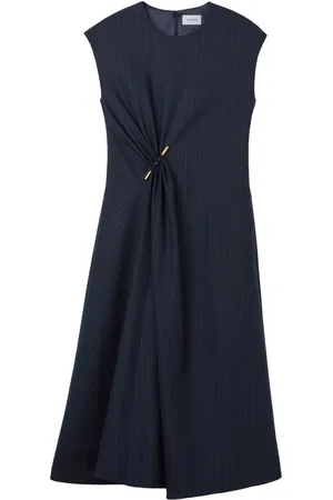 ST. JOHN Gathered-detail midi dress