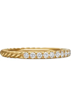 David Yurman 18kt yellow Cable Collectibles diamond stack ring (2mm)