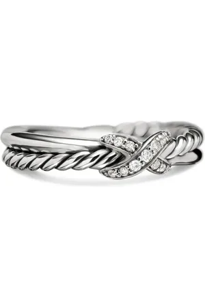 David Yurman Sterling Petite X diamond ring (4mm)