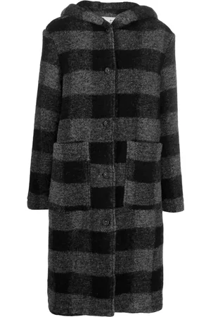 Woolrich Checked hooded wool-blend coat