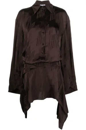 The Attico Mischa logo-jacquard asymmetric shirtdress