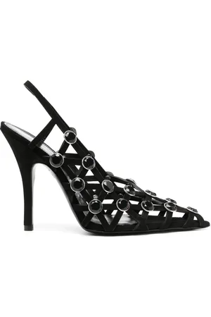 The Attico 125mm embellished suede slingback pumps