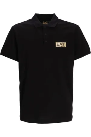 EA7 Logo-patch cotton polo shirt