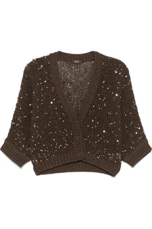 PESERICO SIGN Sequin-embellished cotton cardigan