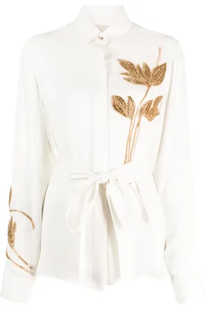 Elie saab Foliage-embroidered silk shirt