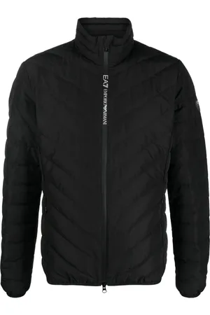 EA7 Logo-patch quilted jacket
