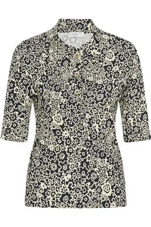 ROSETTA GETTY Floral-print polo top