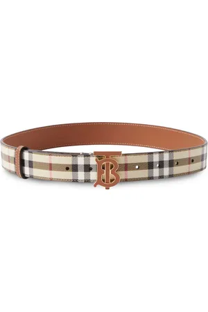 Burberry Checked monogram-plaque leather belt