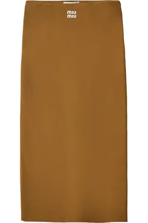 Miu Miu Rubberized-logo midi skirt