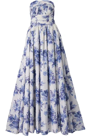 Carolina Herrera Floral-print strapless gown