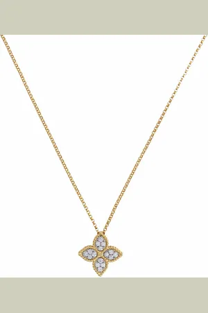 Roberto Coin 18kt yellow Princess Flower diamond pendant necklace