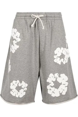 DENIM TEARS Drawstring "Cotton Wreath" track shorts