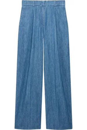 Another Tomorrow Wide-leg chambray trousers
