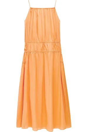 Another Tomorrow Gathered scoop-back dress