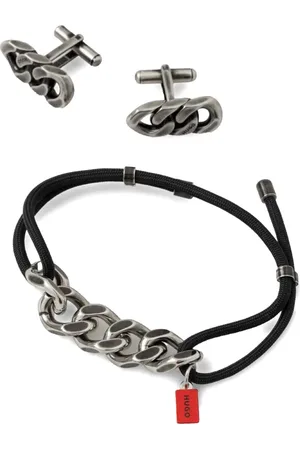 HUGO BOSS Logo-charm bracelet and cufflinks set