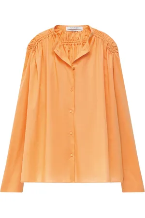 Another Tomorrow Gathered-detail voile blouse