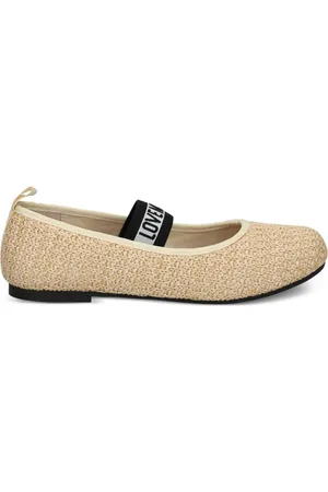 Moschino Logo-strap ballerina shoes