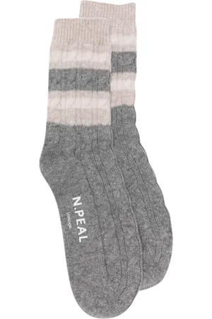 N.PEAL Stripe cable socks