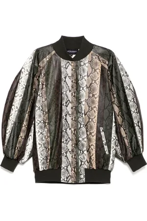 Cynthia Rowley Snake-embossed vegan bomber jacket