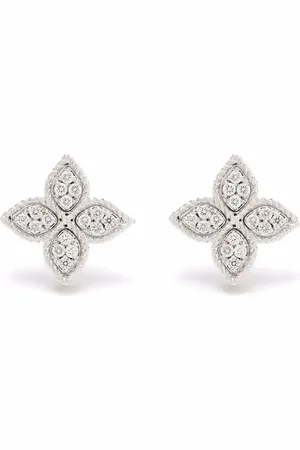 Roberto Coin 18kt white gold Princess Flower diamond stud earrings