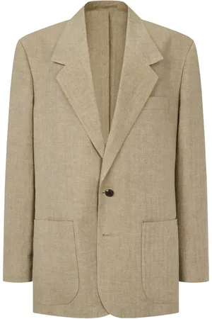 MAN ON THE BOON. Herringbone-pattern linen blazer