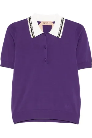 Nº21 Crystal-embellished polo top