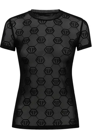 Philipp Plein Monogram-pattern tulle T-shirt