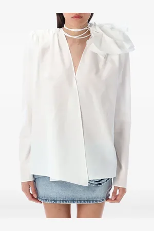 MAGDA BUTRYM Floral-appliqu?? wrap shirt