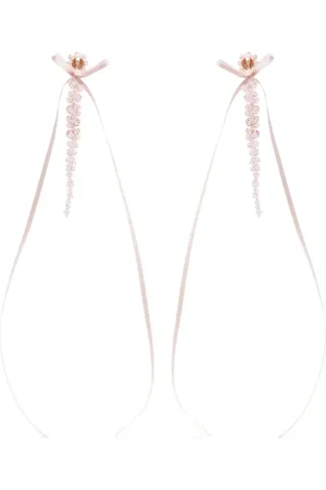 Simone Rocha Slim Bow Ribbon drop earrings