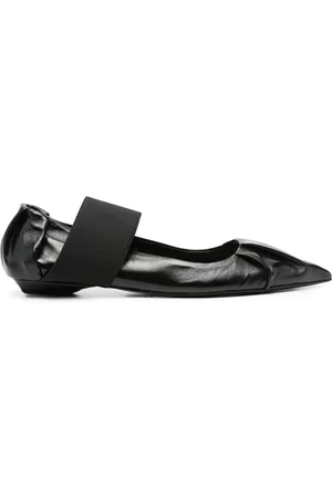 BRUNO FRISONI Pointed-toe leather ballerina shoes