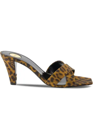 Saint Laurent 75mm leopard-print mules