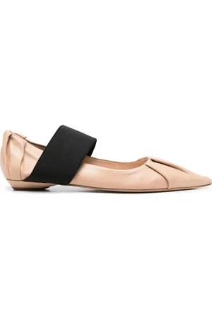 BRUNO FRISONI Pointed-toe leather ballerina shoes