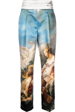 Roberto Cavalli Painting-print silk tailored trousers