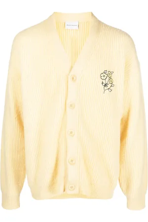 Drôle de Monsieur Embroidered-flower ribbed cardigan