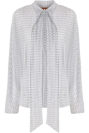 Missoni Sash-collar lam?? blouse
