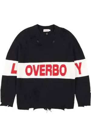 Charles Jeffrey Loverboy Logo-intarsia distressed sweater