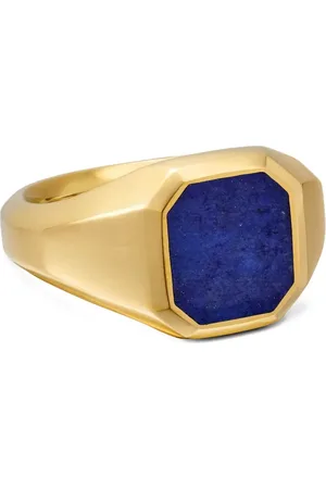 David Yurman 18kt yellow Streamline lapis lazuli signet ring (14mm)