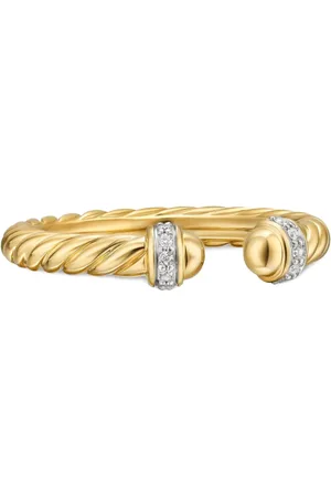 David Yurman 18kt yellow Cable Band Open diamond ring (2.8mm)