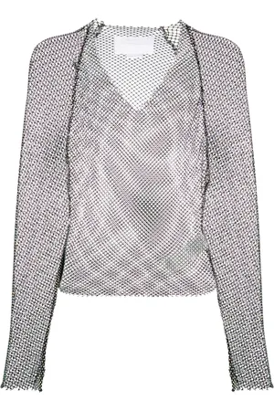 GENNY Rhinestone-embellished V-neck top