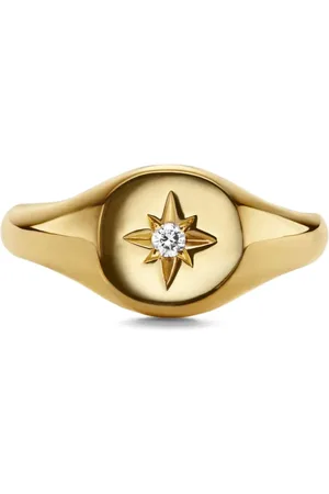 David Yurman 18kt yellow Cable Collectibles Starset diamond pinky ring (7mm)